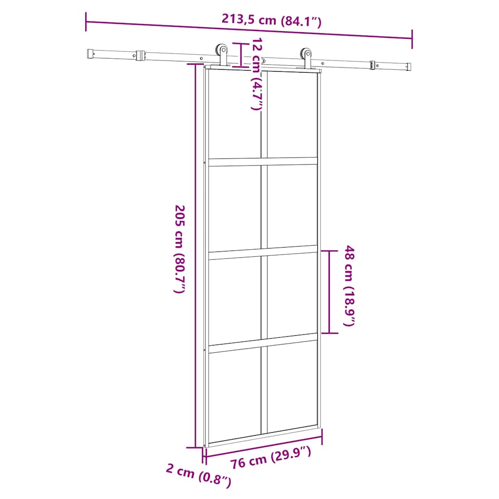 Sliding Door with Hardware Set 76x205 cm