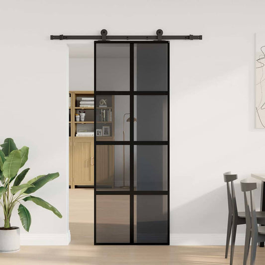 Sliding Door with Hardware Set 76x205 cm Tempered Glass&Aluminium Sliding Door with Hardware Set 76x205 cm Tempered Glass&Aluminium