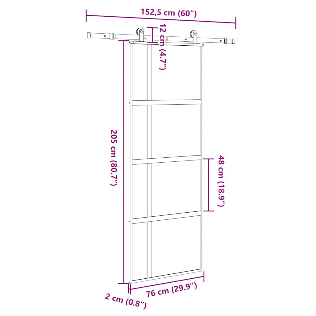 Sliding Door with Hardware Set 76x205 cm