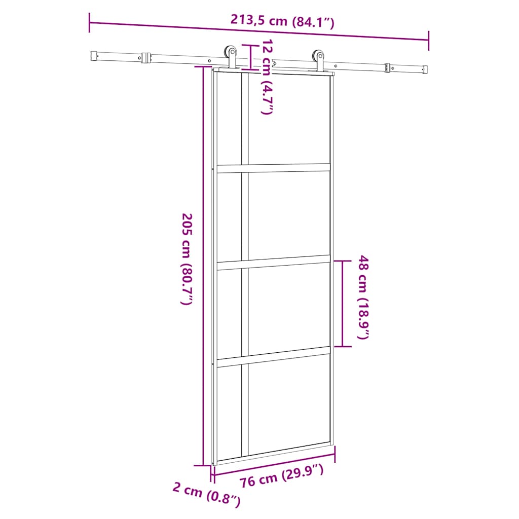 Sliding Door with Hardware Set 76x205 cm