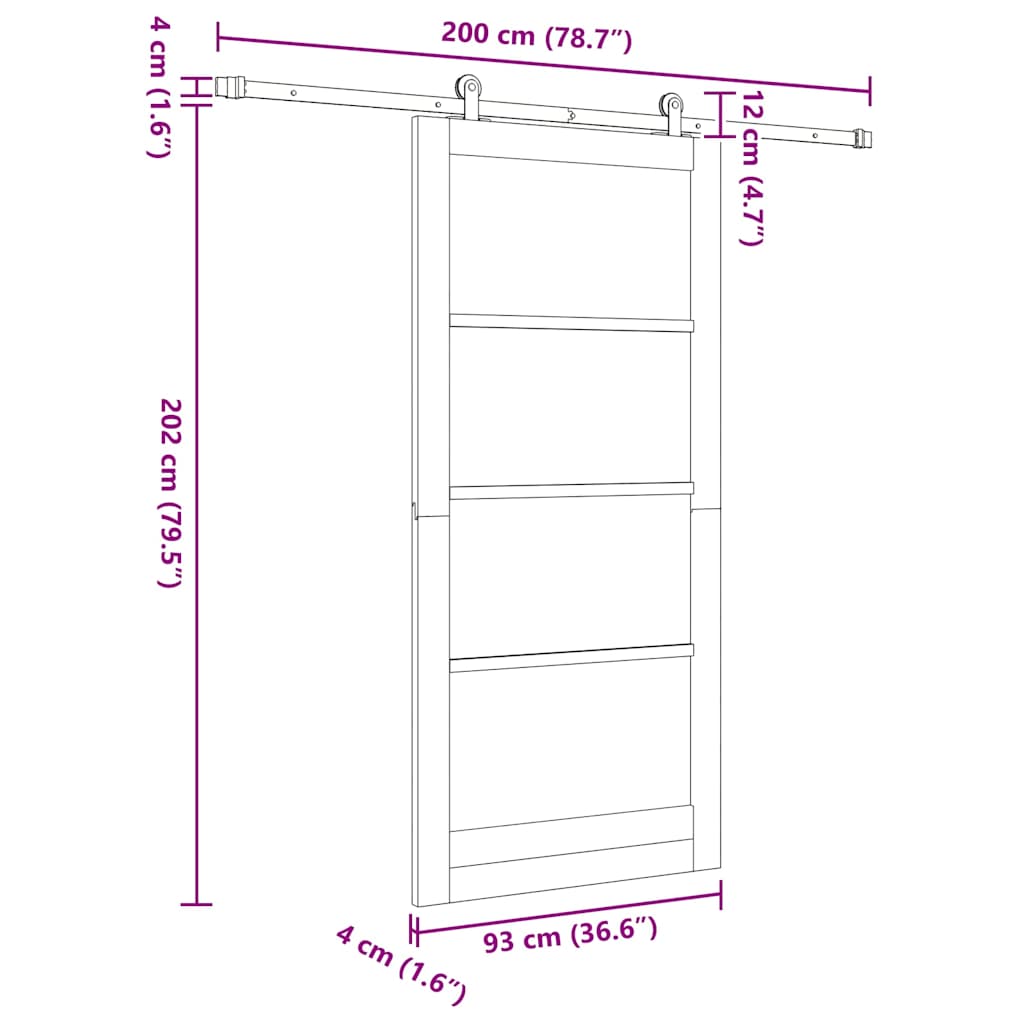 Sliding Door ORKDAL White and Black 93 x 202 cm