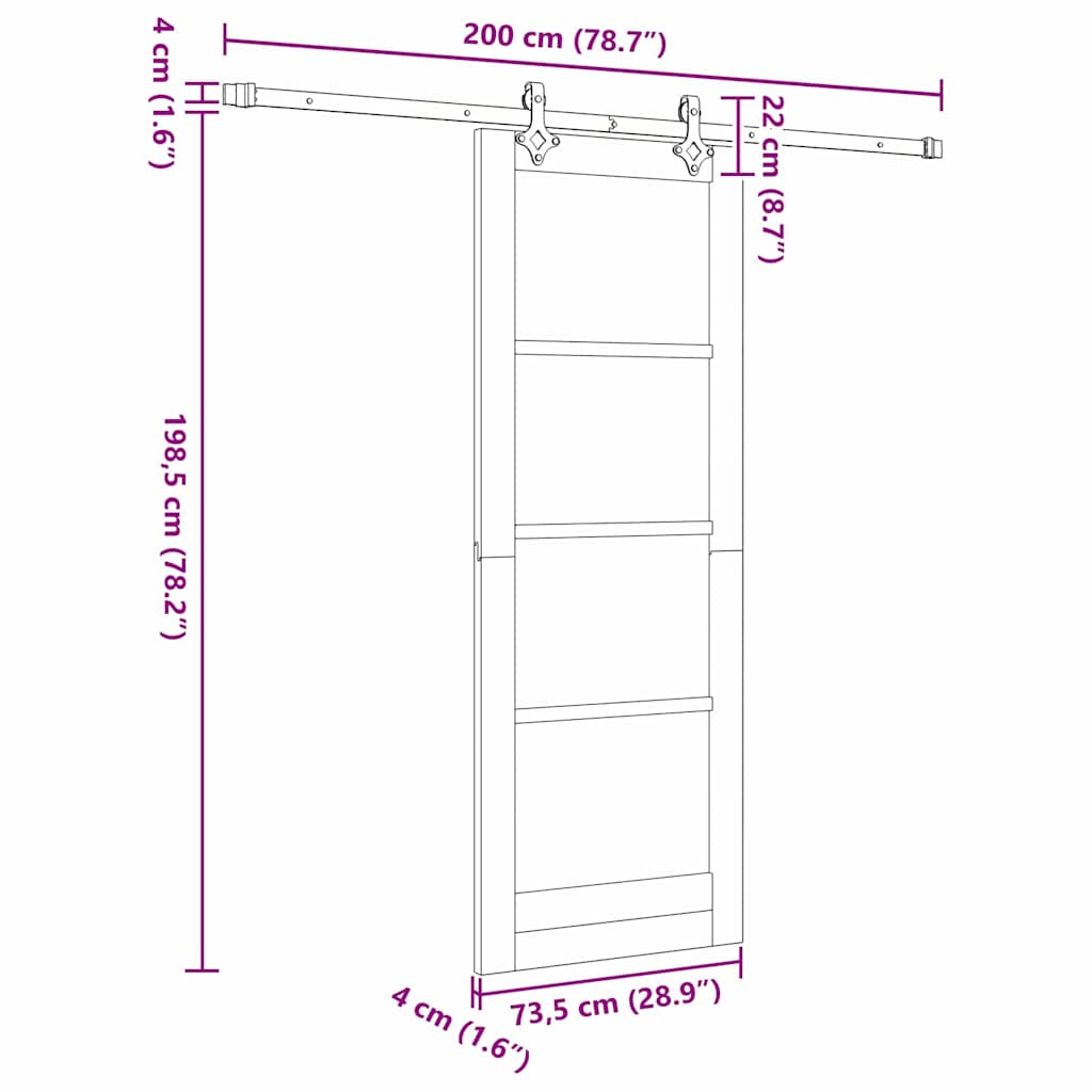 Sliding Door ORKDAL Natural and Black 73.5 x 198.5 cm