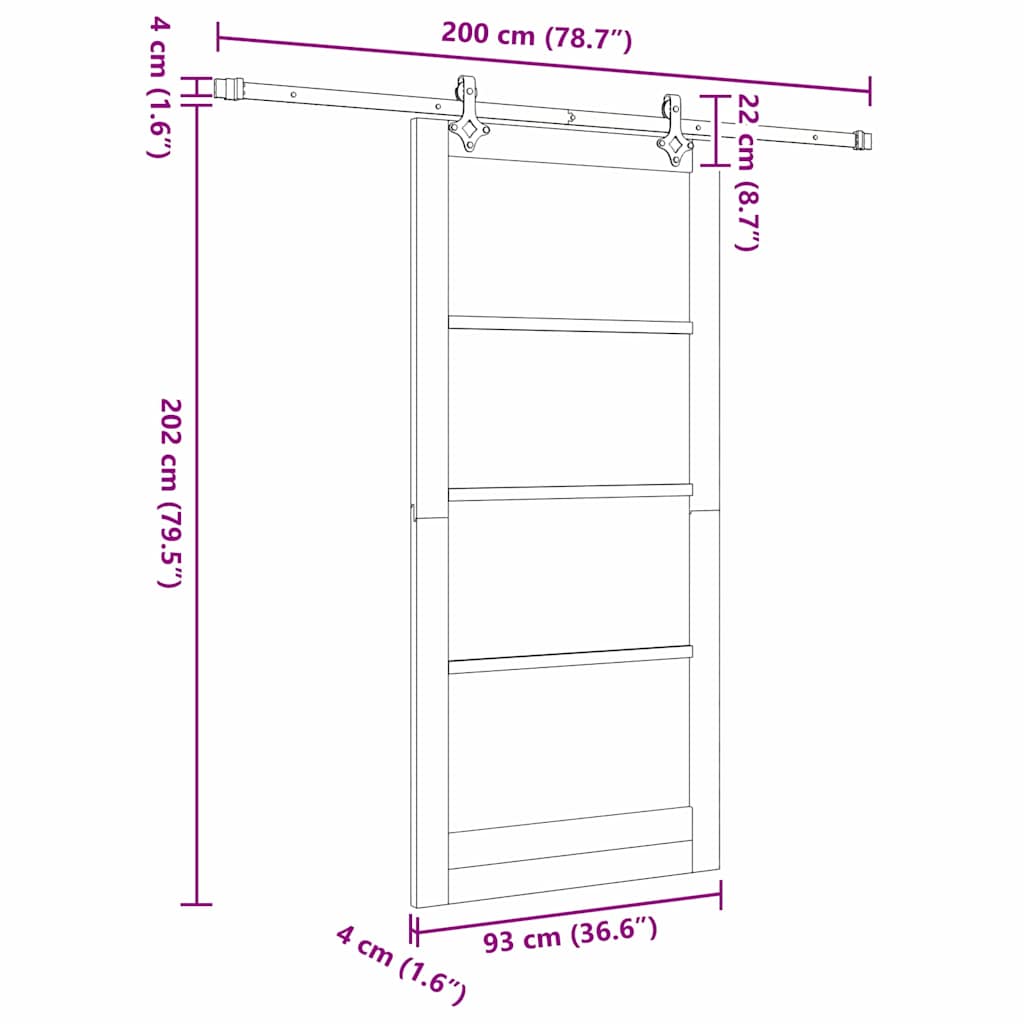 Sliding Door White 93 x 202 cm Solid Pine Wood and Glass