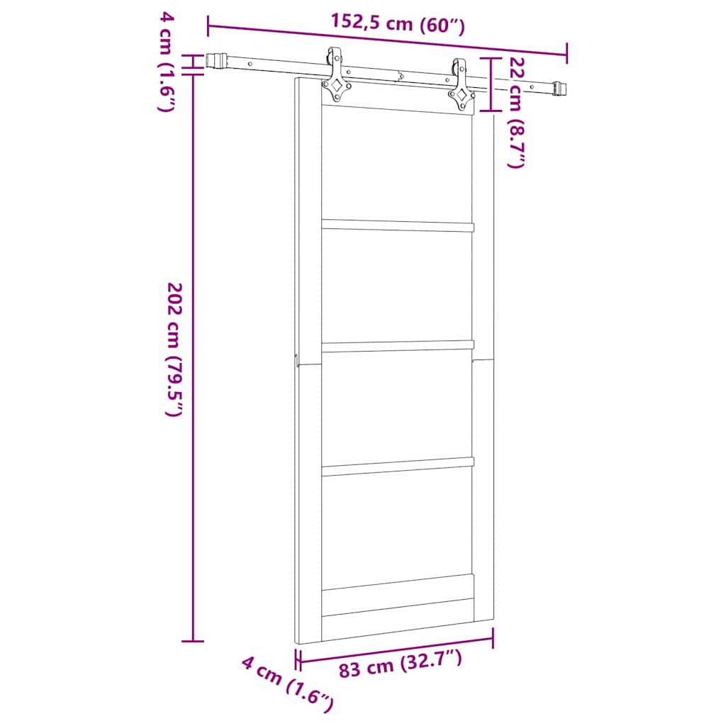 Sliding Door White 83 x 202 cm Solid Pine Wood and Glass