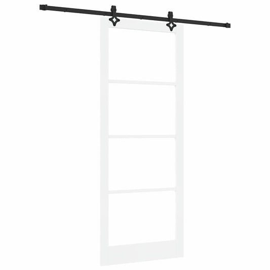 Sliding Door White 93 x 232 cm Solid Pine Wood and Glass Sliding Door White 93 x 232 cm Solid Pine Wood and Glass