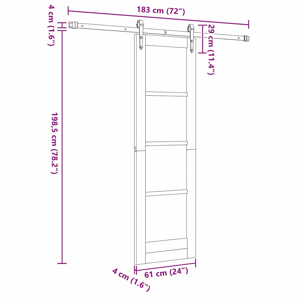 Sliding Door White 61 x 198.5 cm Solid Pine Wood and Glass