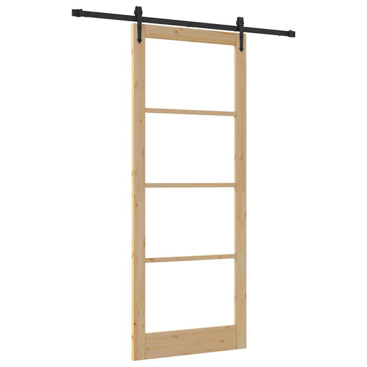 Sliding Door Natural 93 x 232 cm Solid Pine Wood and Glass Sliding Door Natural 93 x 232 cm Solid Pine Wood and Glass