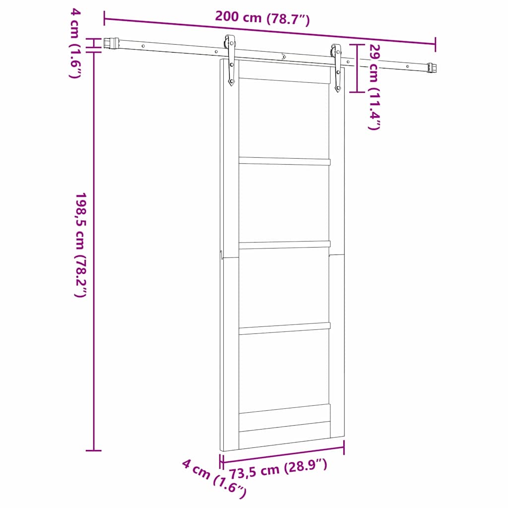 Sliding Door Manual Brown 73.5 x 198.5 cm Wood and metal