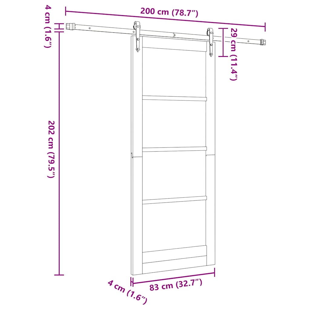 Sliding Door White 83 x 202 cm Solid Pine Wood and Glass
