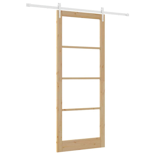Sliding Door Natural 93 x 232 cm Solid Pine Wood and Glass Sliding Door Natural 93 x 232 cm Solid Pine Wood and Glass