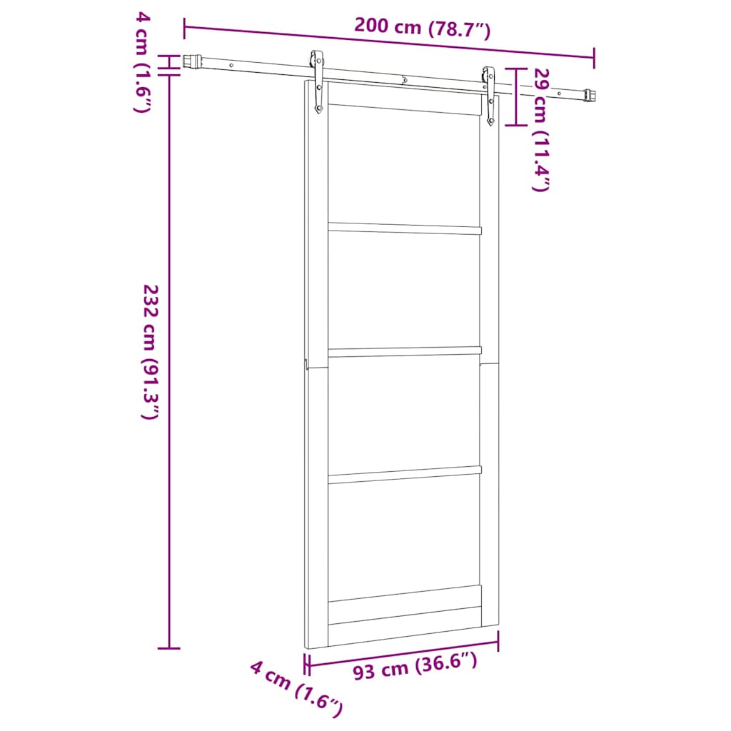 Sliding Door Natural 93 x 232 cm Solid Pine Wood and Glass