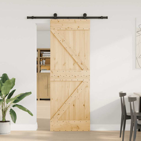 Sliding Door with Hardware Set 70x210 cm Solid Wood Pine Sliding Door with Hardware Set 70x210 cm Solid Wood Pine