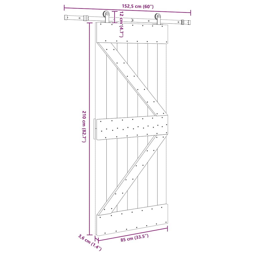 Sliding Door with Hardware Set 85x210 cm Solid Wood Pine