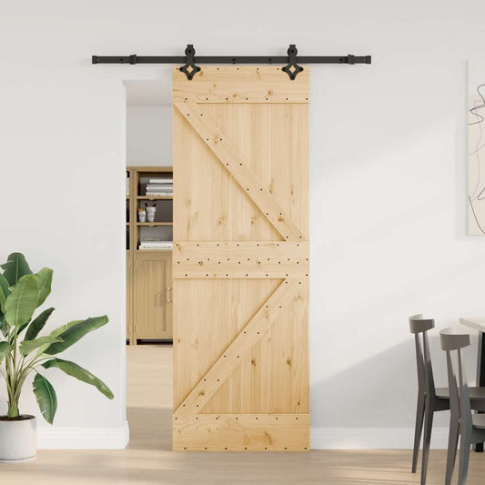 Sliding Door with Hardware Set 70x210 cm Solid Wood Pine Sliding Door with Hardware Set 70x210 cm Solid Wood Pine
