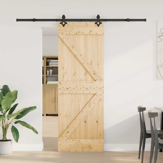 Sliding Door with Hardware Set 70x210 cm Solid Wood Pine Sliding Door with Hardware Set 70x210 cm Solid Wood Pine