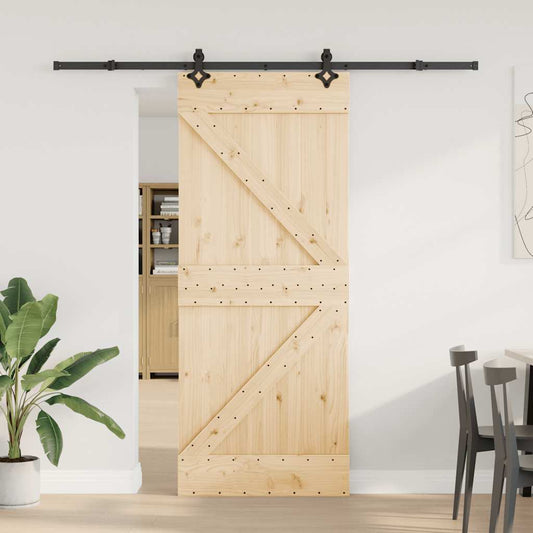 Sliding Door with Hardware Set 85x210 cm Solid Wood Pine Sliding Door with Hardware Set 85x210 cm Solid Wood Pine