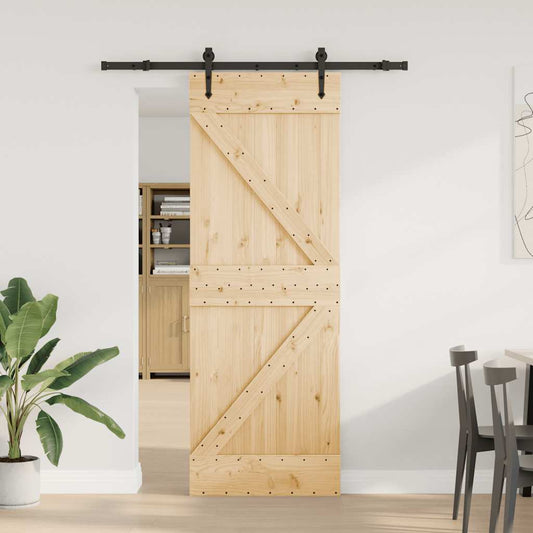 Sliding Door with Hardware Set 70x210 cm Solid Wood Pine Sliding Door with Hardware Set 70x210 cm Solid Wood Pine