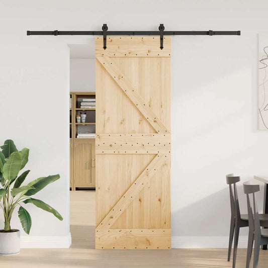 Sliding Door with Hardware Set 70x210 cm Solid Wood Pine Sliding Door with Hardware Set 70x210 cm Solid Wood Pine