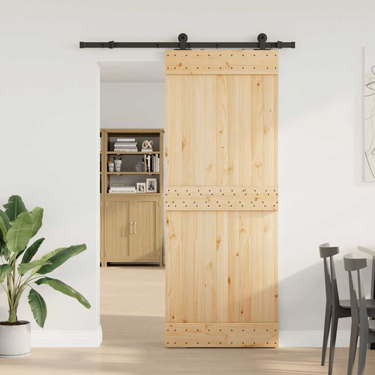Sliding Door with Hardware Set 80x210 cm Solid Wood Pine Sliding Door with Hardware Set 80x210 cm Solid Wood Pine