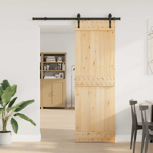 Sliding Door with Hardware Set 70x210 cm Solid Wood Pine Sliding Door with Hardware Set 70x210 cm Solid Wood Pine