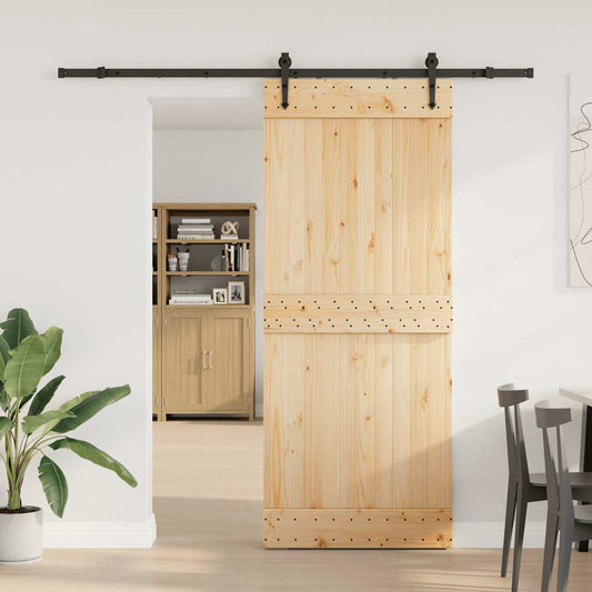 Sliding Door with Hardware Set 85x210 cm Solid Wood Pine Sliding Door with Hardware Set 85x210 cm Solid Wood Pine