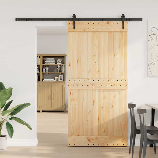 Sliding Door with Hardware Set 100x210 cm Solid Wood Pine Sliding Door with Hardware Set 100x210 cm Solid Wood Pine