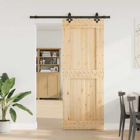 Sliding Door with Hardware Set 85x210 cm Solid Wood Pine Sliding Door with Hardware Set 85x210 cm Solid Wood Pine