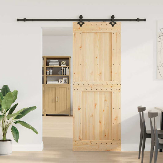 Sliding Door with Hardware Set 85x210 cm Solid Wood Pine Sliding Door with Hardware Set 85x210 cm Solid Wood Pine