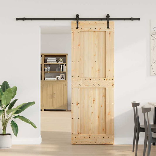 Sliding Door with Hardware Set 80x210 cm Solid Wood Pine Sliding Door with Hardware Set 80x210 cm Solid Wood Pine
