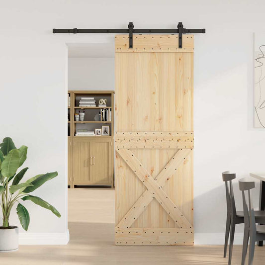 Sliding Door with Hardware Set 85x210 cm Solid Wood Pine Sliding Door with Hardware Set 85x210 cm Solid Wood Pine