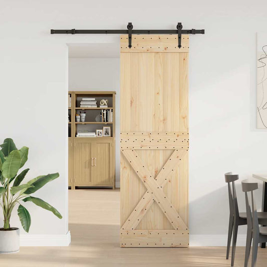Sliding Door with Hardware Set 70x210 cm Solid Wood Pine Sliding Door with Hardware Set 70x210 cm Solid Wood Pine