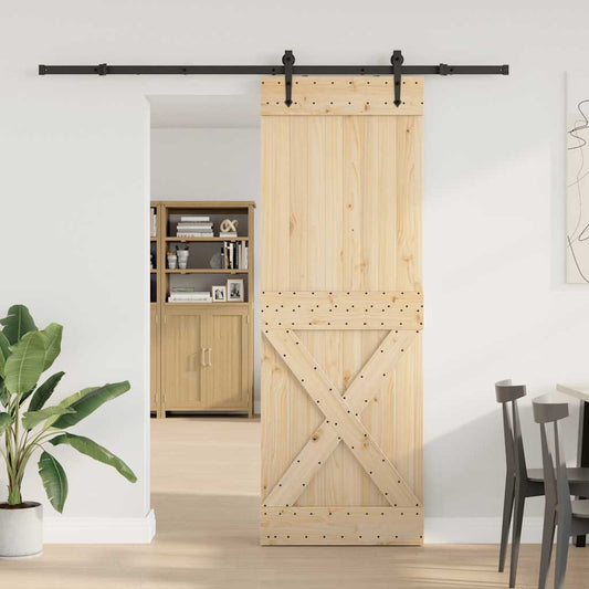 Sliding Door with Hardware Set 80x210 cm Solid Wood Pine Sliding Door with Hardware Set 80x210 cm Solid Wood Pine