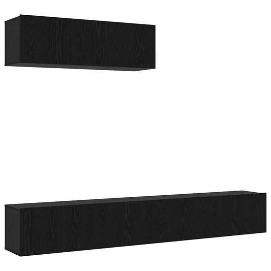 TV Cabinet Set 3 pcs Black Oak Engineered Wood TV Cabinet Set 3 pcs Black Oak Engineered Wood