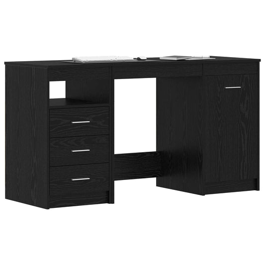 Desk with Door 2 pcs Black Oak 140 x 50 x 76 cm Engineered Wood Desk with Door 2 pcs Black Oak 140 x 50 x 76 cm Engineered Wood