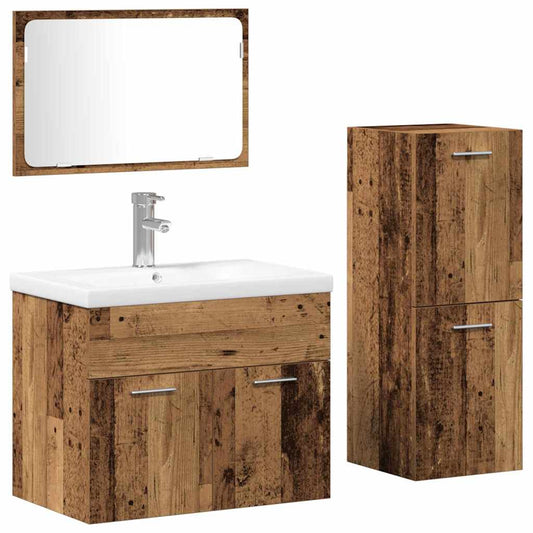 Bathroom Furniture Set 4 pcs Brown Engineered Wood Bathroom Furniture Set 4 pcs Brown Engineered Wood