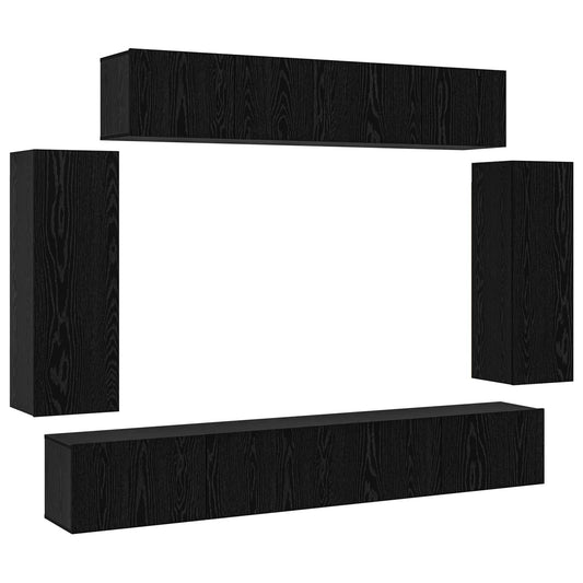 TV Cabinet Set 6 pcs Black Oak Engineered Wood TV Cabinet Set 6 pcs Black Oak Engineered Wood