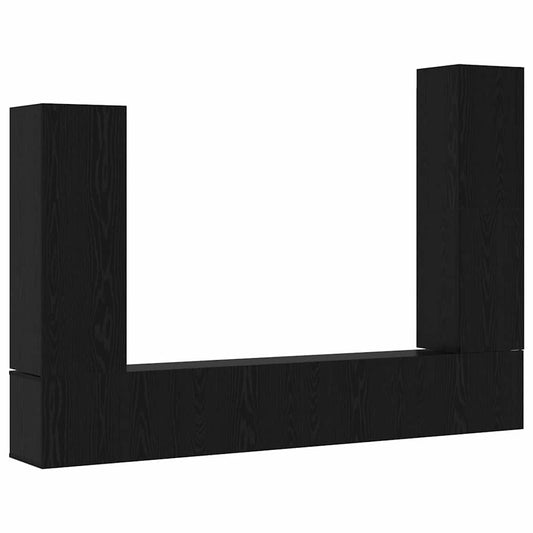 TV Cabinet Set 4 pcs Black Oak Engineered Wood TV Cabinet Set 4 pcs Black Oak Engineered Wood