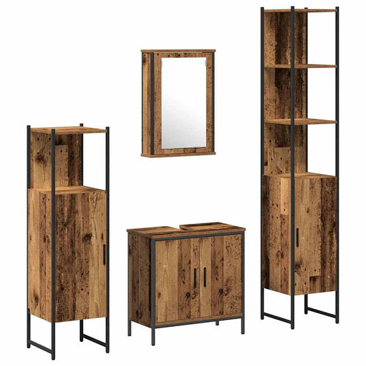 Bathroom Furniture Set with Shelf 4 pcs Brown Engineered wood Bathroom Furniture Set with Shelf 4 pcs Brown Engineered wood