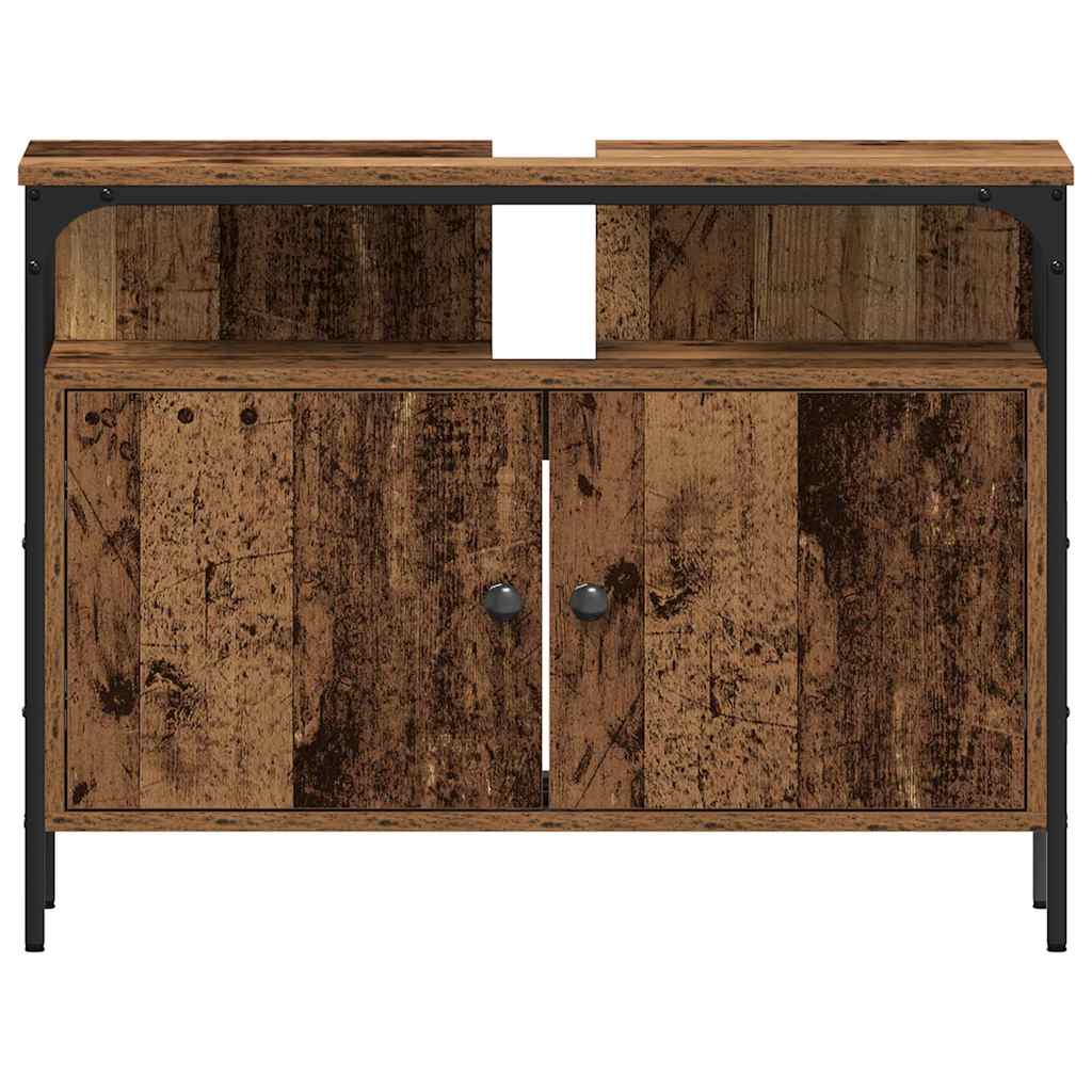 Bathroom Furniture Set with Door 4 pcs Old Wood Engineered Wood