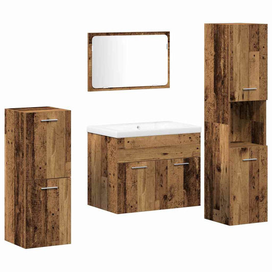 Bathroom Furniture Set 5 pcs Brown Engineered Wood Bathroom Furniture Set 5 pcs Brown Engineered Wood