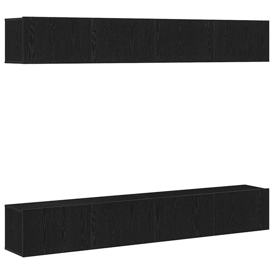 TV Cabinet Set 4 pcs Black Oak Engineered Wood TV Cabinet Set 4 pcs Black Oak Engineered Wood