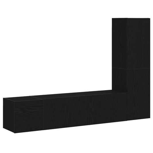 TV Cabinet Set 4 pcs Black Oak Engineered Wood TV Cabinet Set 4 pcs Black Oak Engineered Wood