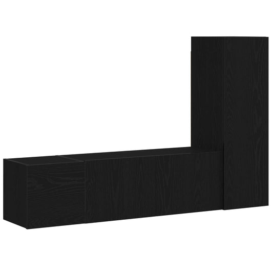 TV Cabinet Set 3 pcs Black Oak Engineered Wood TV Cabinet Set 3 pcs Black Oak Engineered Wood