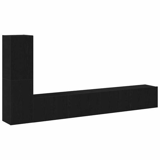 TV Cabinet Set 3 pcs Black Oak Engineered Wood TV Cabinet Set 3 pcs Black Oak Engineered Wood