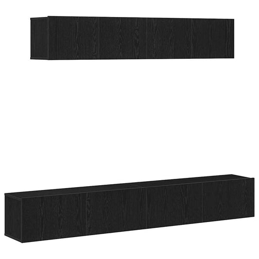 TV Cabinet Set 4 pcs Black Oak Engineered Wood TV Cabinet Set 4 pcs Black Oak Engineered Wood