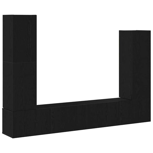 TV Cabinet Set 6 pcs Black Oak Engineered Wood TV Cabinet Set 6 pcs Black Oak Engineered Wood