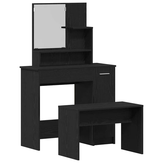 Dressing Table Set with Drawer 2 pcs Black Oak Engineered Wood Dressing Table Set with Drawer 2 pcs Black Oak Engineered Wood