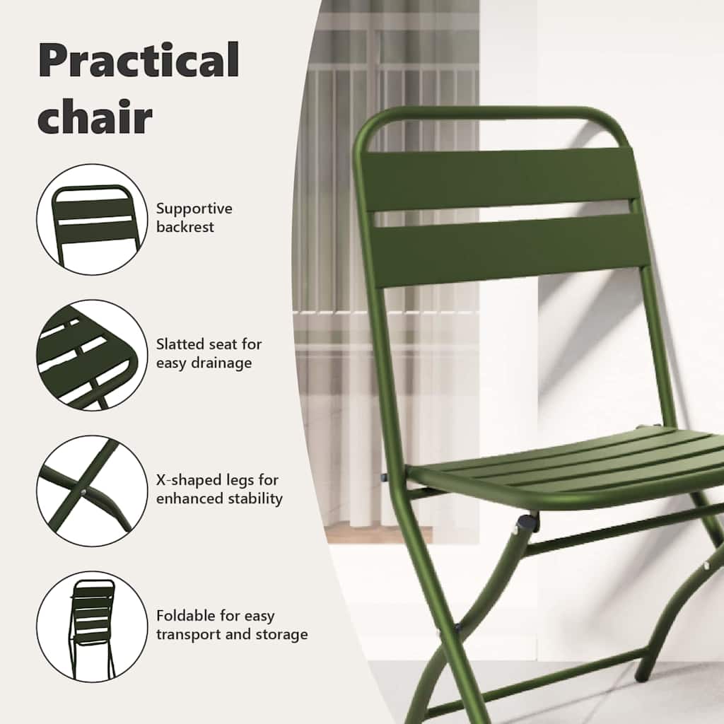 Garden Folding Chair Folding 2 pcs Green 42 x 52 x82cm