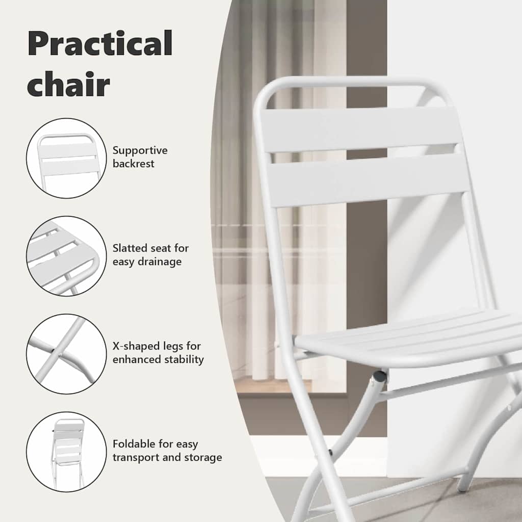 Garden Folding Chair Folding 2 pcs White 42 x 52 x82cm