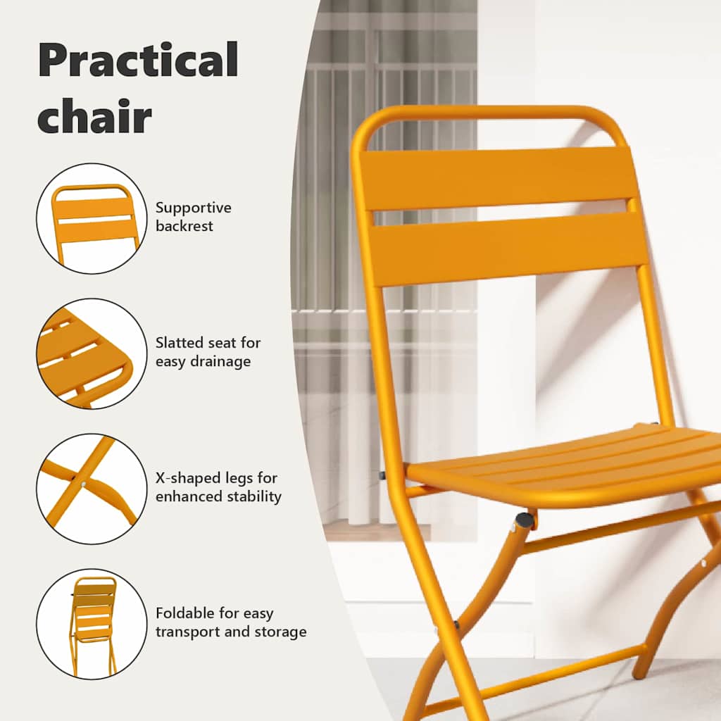 Garden Folding Chair Folding 2 pcs Mustard 42 x 52 x82cm